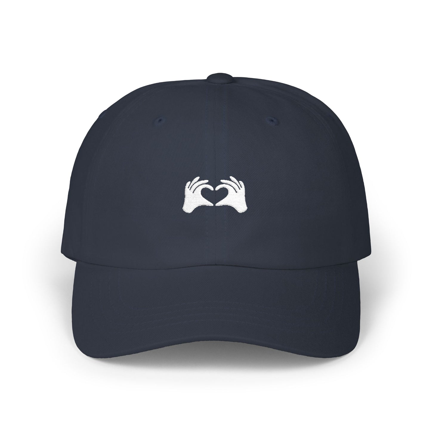 Show Up Living Navy Dad Cap | White Heart-Hands Embroidered Cap