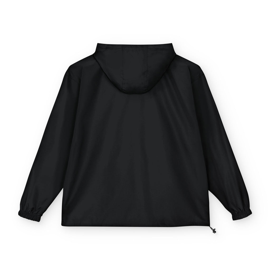 Black hooded jacket on a white background
