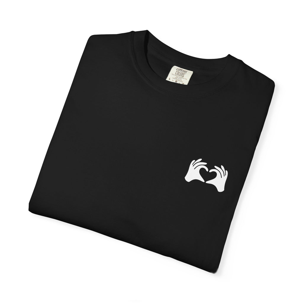 Black t-shirt with 'Sheepdog' logo on a white background