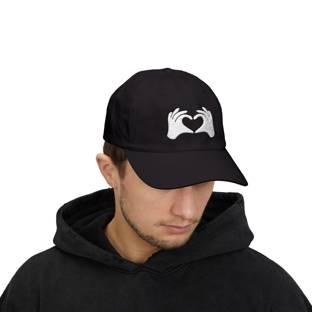 Person wearing a black cap with 'GIRL DAD CREW' text on a white background