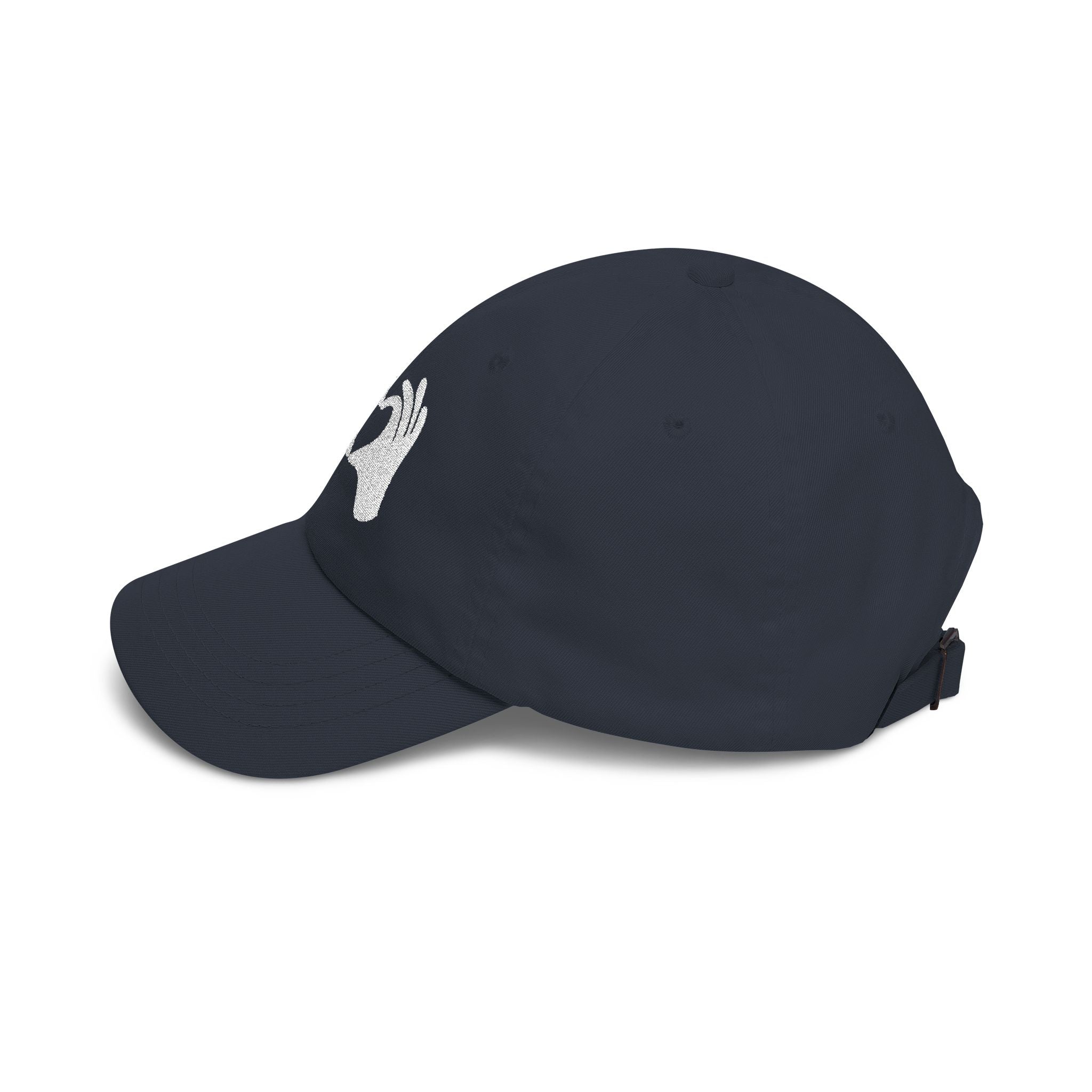 Green cap with a brand logo on a white background