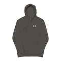 Gray hoodie with 'scene' logo on a white background