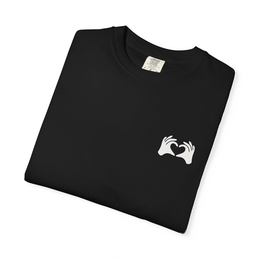 Black t-shirt with 'Sheepdog' logo on a white background